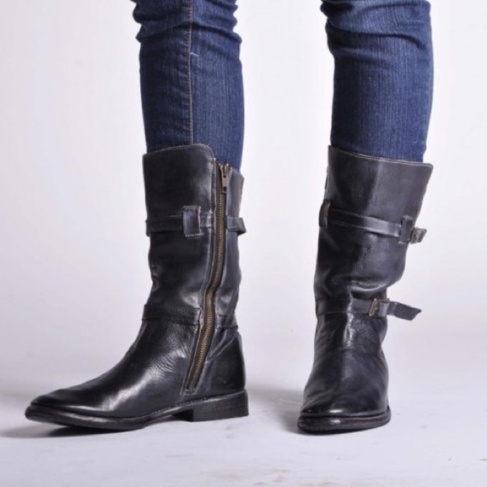 Bed Stu Cobbler Series Sandover Mid Calf Buckle Moto Boots Size 6.5
